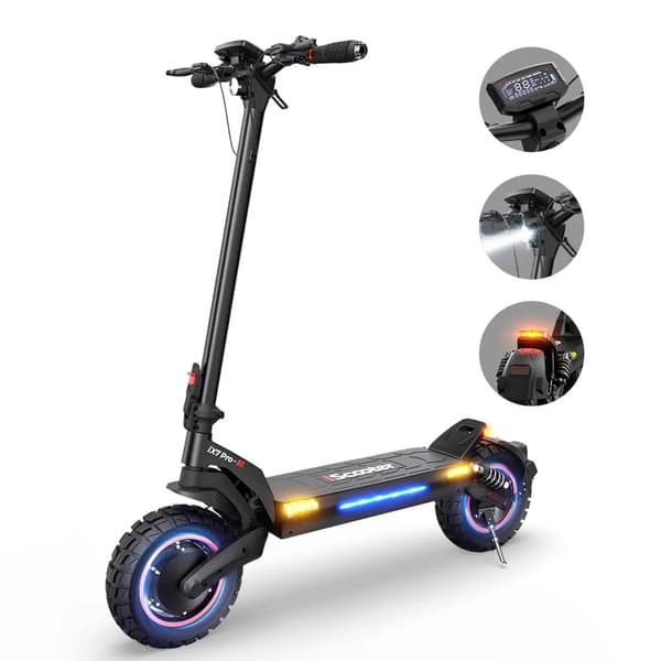 iScooter IX7 Pro 10-Inch Dual Motor Off-Road Electric Scooter - 2*1000W Power, 50-60KM Range, Ultimate Adventure Ride(NO ABE)