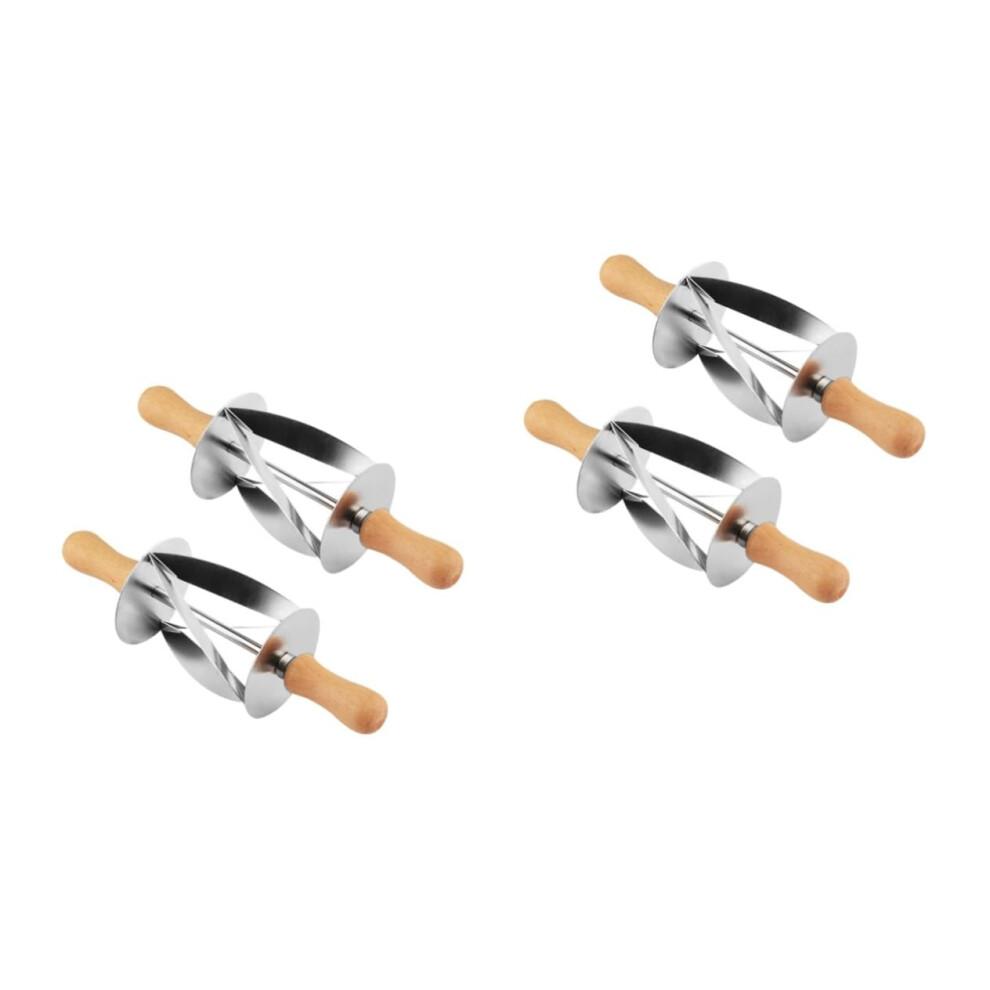 Stainless Steel Baking Knives Set of 4 - Croissant Cutter, Doughnut Moulds, Grid Cutter, Baking Tools
