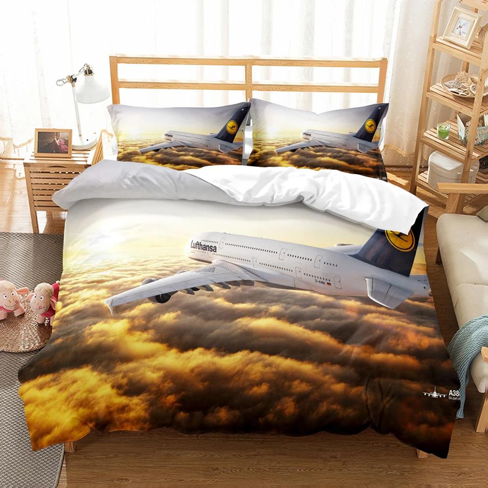 Airplane Blue Sky Printed 3D With Bed Linen Queen Size Bedding For Boys Kids Aircraft Duvet Cover Collection Planes Home Textile De Bedding