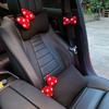 New Breathable Ice Silk Car Neck Pillow Cute Cartoon Red Dot Bow Universal Auto Seat Headrest Waist Support Car Accessories