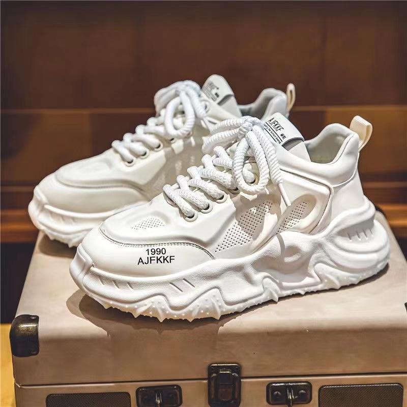 Модные массивные кроссовки для мужчин, мягкая подошва, кроссовки, модная повседневная кожаная обувь с цветным блоком, дышащая обувь на увеличенной платформе
