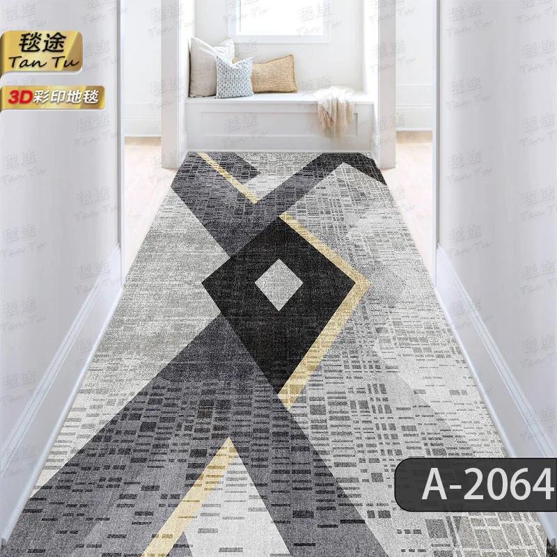 Nordic Abstract Long Corridor Carpet Non-slip Hallway Area Rugs Hotel Passageway Runners Washable Porch Entry Doormat Easy Clean