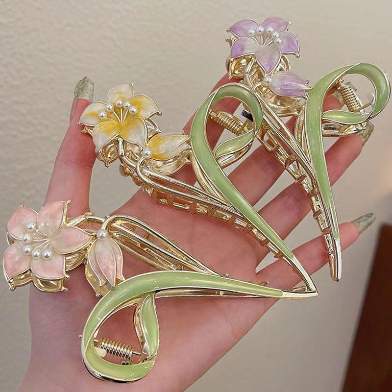 Новая элегантная застежка для волос с геометрическим цветком, изысканные заколки для волос из сплава, заколки для волос для женщин, аксессуары для волос, головные уборы, заколка в виде акулы