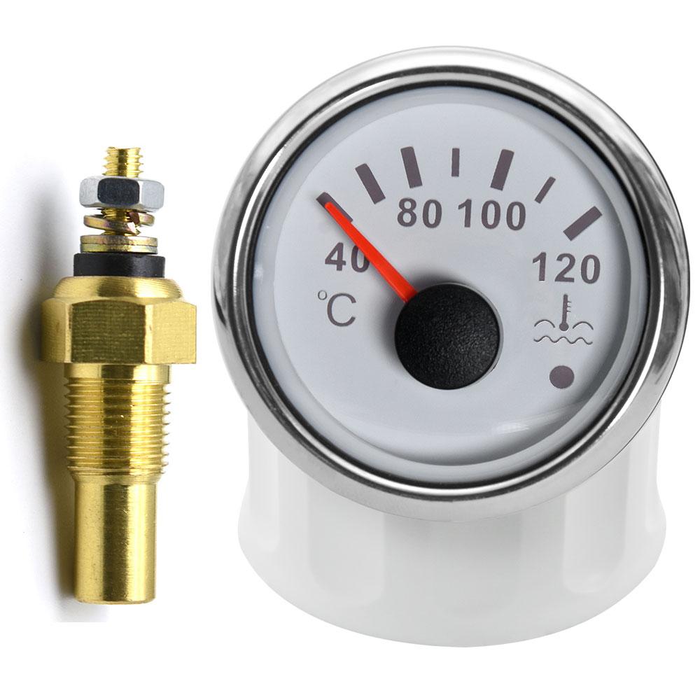 52mm Car Truck Boat Water Temp Gauge 10MM Temperature Sensor 40-120 Moto Meter Vehicle Indicator For Auto With Red BackLight