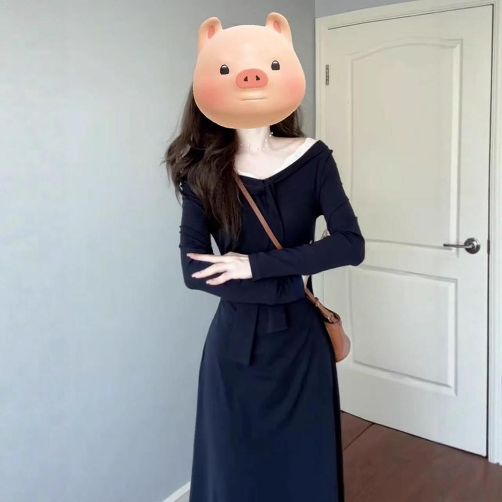 French long-sleeved dress, children's early autumn new temperament, advanced sense, waist and thin long dress, autumn and winter wear
