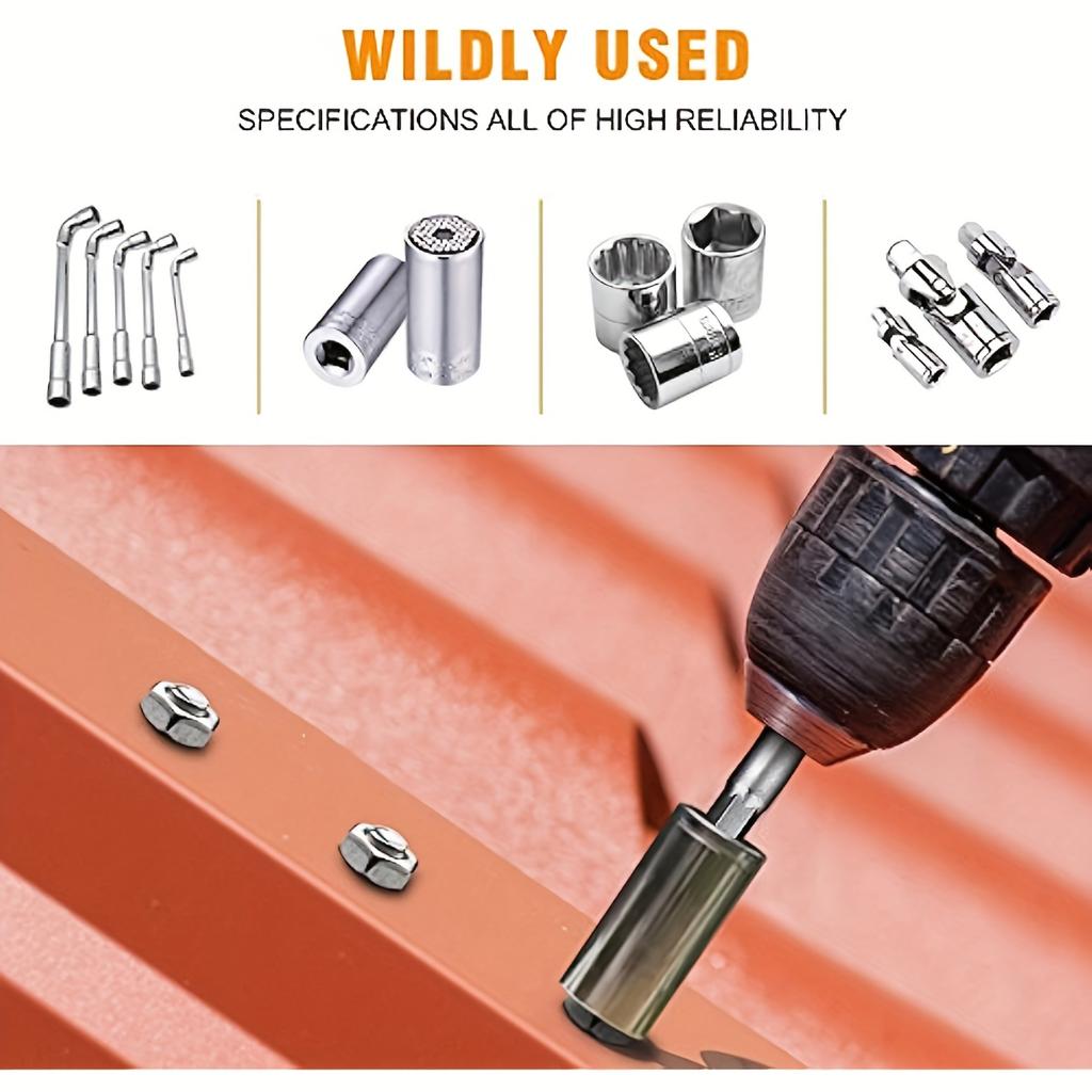 Набор из 3-х ударных головок-адаптеров с цветовой кодировкой - шестигранный хвостовик 1/4", 3/8", 1/2", совместимый с аккумуляторной дрелью, прочная конструкция из сплава