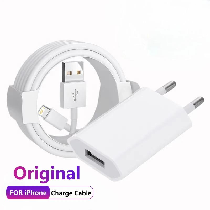 Оригинальное зарядное устройство EU USB для iPhone 15 14 13 12 11 Pro Mini 8 Plus XR X XS SE кабель для зарядки и передачи данных