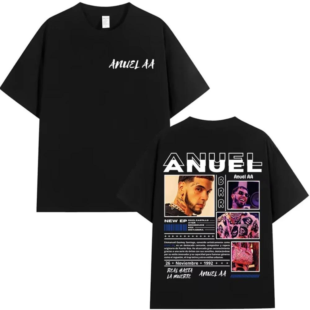 2026 Anuel AA Real Hasta La Muerte TShirt Unisex Summer Hip Hop Gothic 100 Cotton Short Sleeve Tour New Album Tshirt