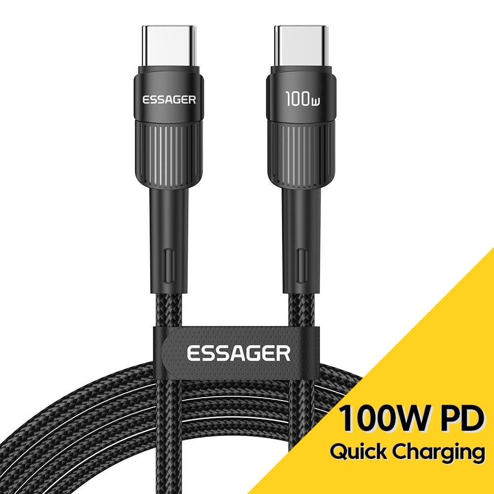 Essager 100 Вт Кабель Type C на Type C USB C PD Быстрая зарядка Провод для Macbook Samsung Xiaomi Кабель USB C Type C 4