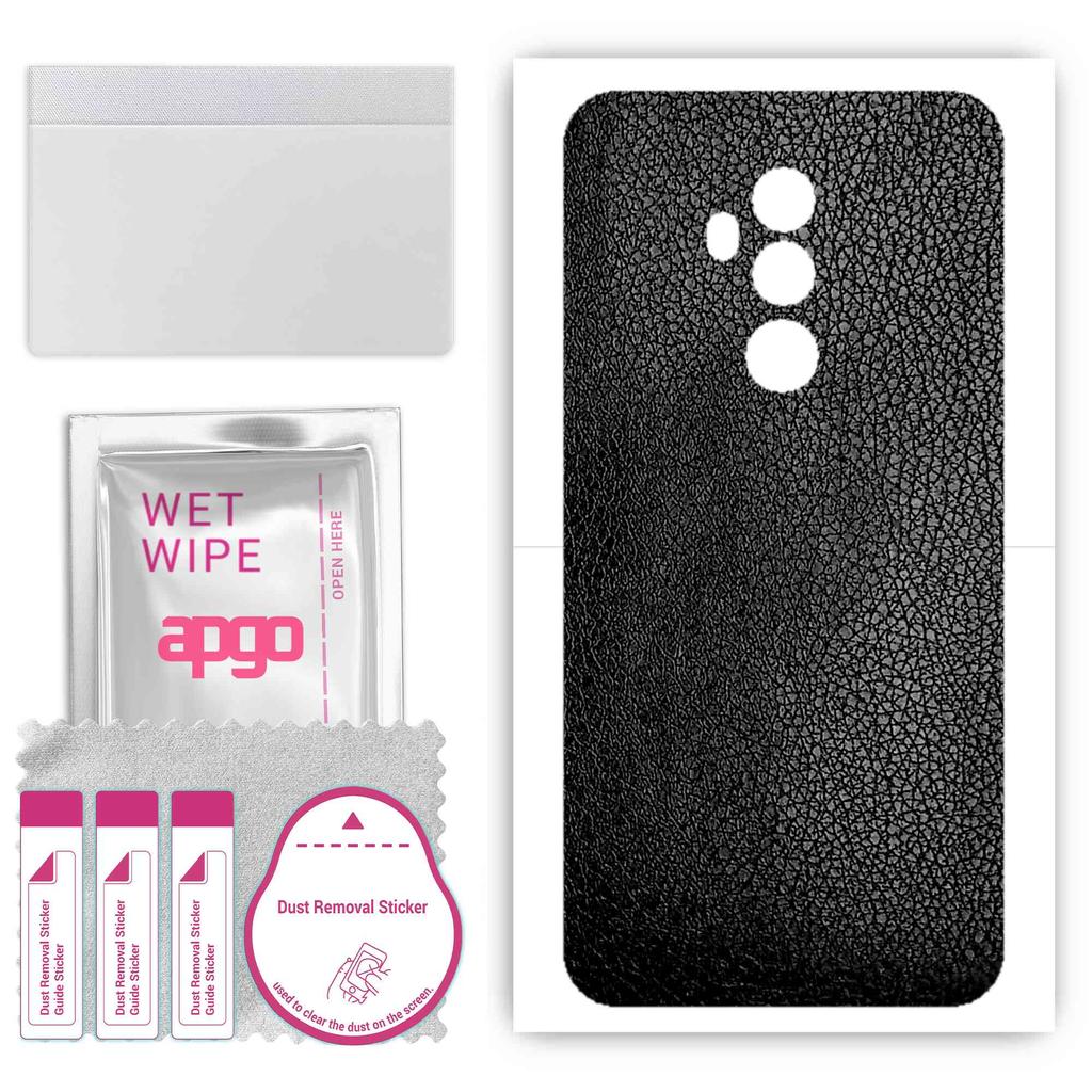apgo Protective Skin Sticker for the Back Compatible with Umidigi Z2, Wrap Film, Foil, Vinyl - Pattern Black Leather