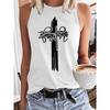 Майка с 3D-принтом креста веры, христианская женская уличная одежда Y2k, топы оверсайз с круглым вырезом, жилет, без рукавов, с открытыми плечами, женская майка