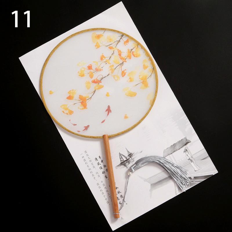 1шт классические печатные кисточки с длинной ручкой круглые веера круглый свадебный веер