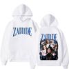 Худи Zahide Merch с двусторонним принтом Мужские Женские Модные Хип-хоп Пуловер Повседневный Флис Оверсайз Винтажная Эстетика Толстовка