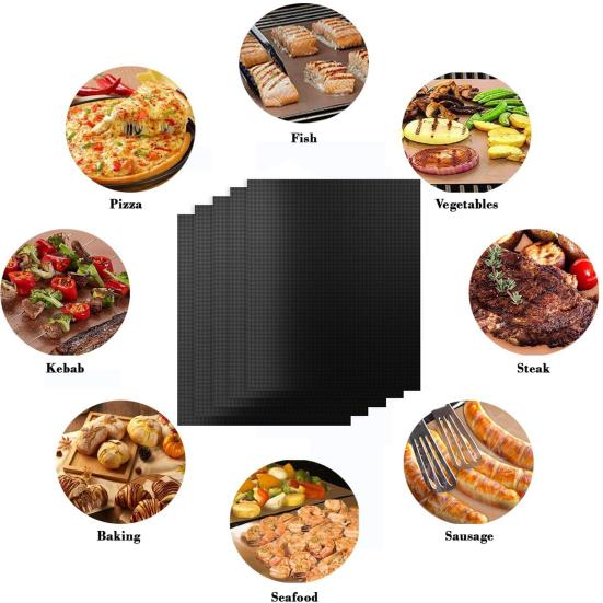 Коврик для гриля для барбекю на открытом воздухе, многоразовый коврик для выпечки, жаропрочный коврик для гриля рыбы, антипригарный, подходит для газовых, угольных, электрических грилей, подкладка для духовки