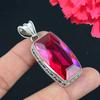 Кулон из драгоценного камня с розовым топазом, твердый кулон из стерлингового серебра 925 пробы, ювелирный подарок для унисекс
