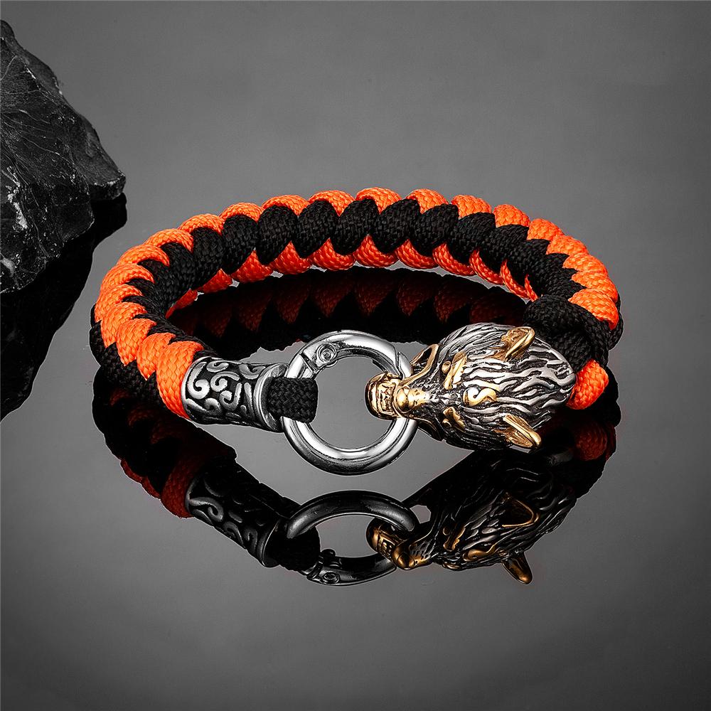 Ретро-скандинавские браслеты для выживания в стиле волка Одина, мужские браслеты для выживания в стиле викингов Geri&Freki из нержавеющей стали, паракордовые веревочные браслеты ручной работы, украшения для активного отдыха