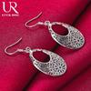 925 Sterling Silver Flower Perforated Earrings Fashionable Wedding Jewelry