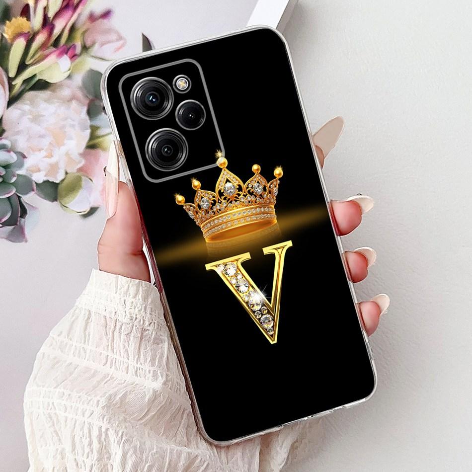 Для Xiaomi Poco X5 Pro PocoX5 Модный чехол для телефона с буквой и короной Для Poco X 5 X5Pro 5G Мягкие силиконовые TPU чехлы
