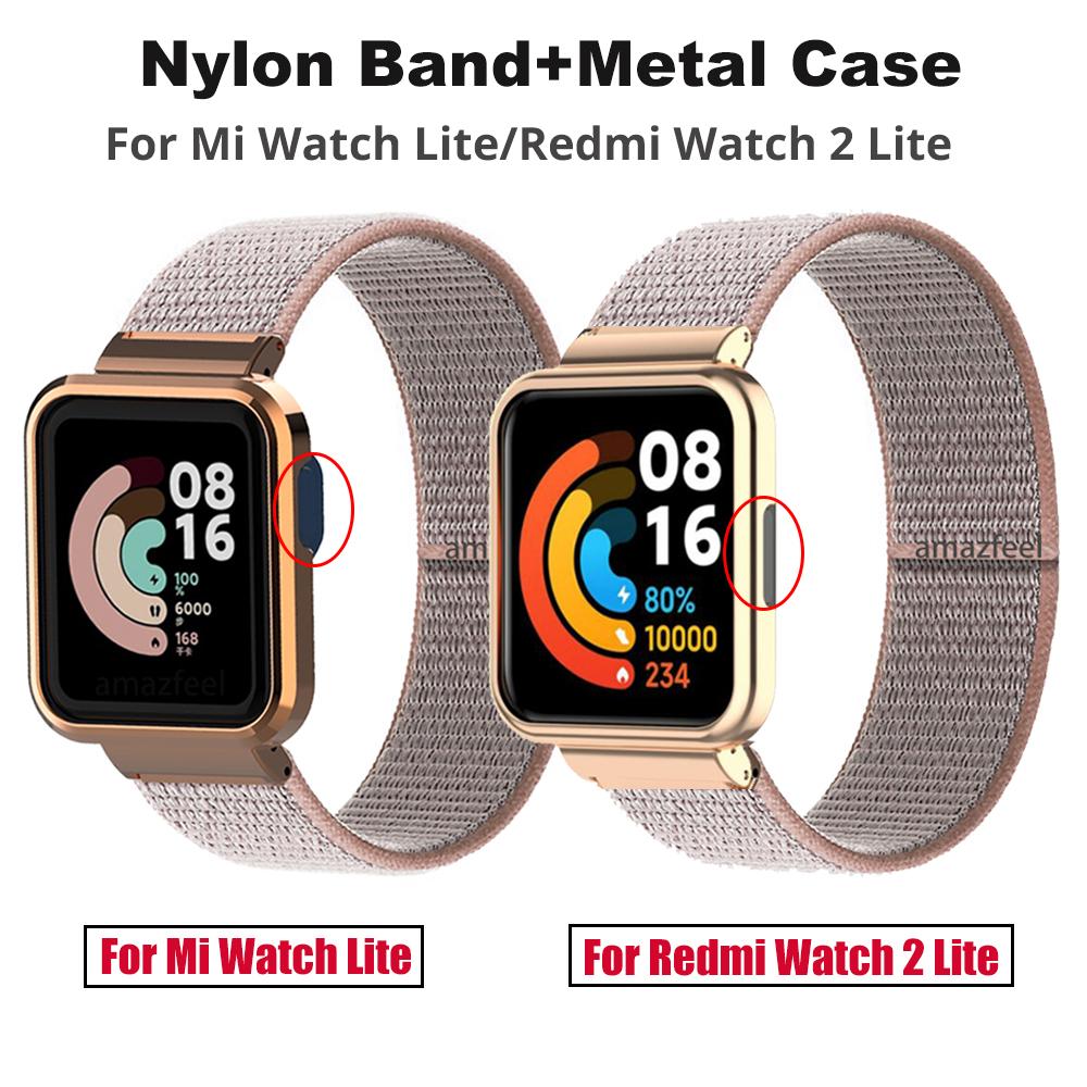 Нейлоновые браслеты для Xiaomi Mi Watch Lite, чехол-ремешок, металлический протектор для Redmi Watch 2 Lite/Mi Watch Lite, бампер Correa Band