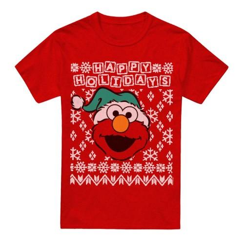 Sesame Street Unisex Adult Ugly Elmo Christmas T-Shirt