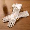 Кружевные атласные длинные перчатки Белые длинные митенки Элегантные свадебные перчатки Банкет