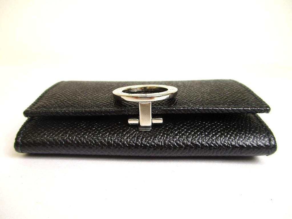 Authentic BVLGARI Black Leather Logo Clip Coin Purse #a895  Refurbished