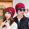 Men's Knitted Winter Beanie Scarf Set - Warm Velvet Lined for Outdoor Cycling Cold Protection