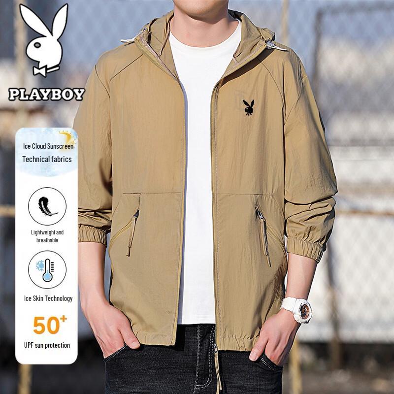 PLAYBOY Мужская летняя куртка с капюшоном для защиты от солнца