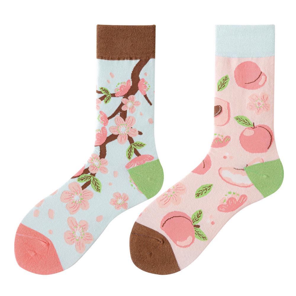 Asymmetric Colorful Christmas Cotton Socks for Couples