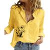 Women Fashion Flroal Print Buttoned Shirt Ladies Casual Long Sleeve Linen Top Spring&summer Thin Blouse