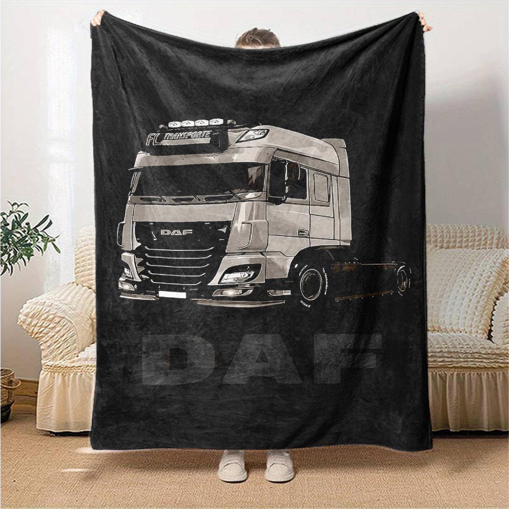 1pc DAF Truck Soft Flannel All Season Throw for Home, Office, Outdoor UseDurable Comfort Soft Warm Throw for Home