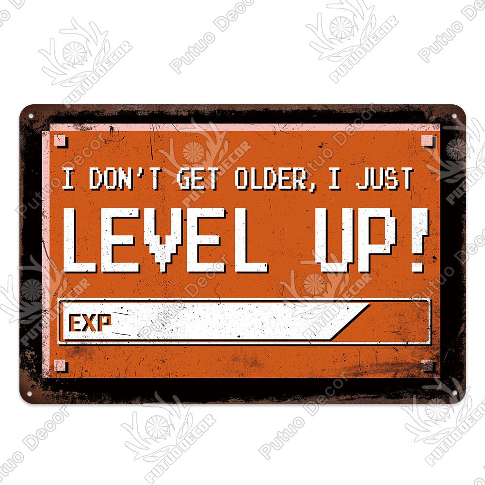 Decor Funny Gamer Metal Signs Vintage Tin Sign Gamer At Work Retro Signs for Home House Club Game Room Man Cave Wall Decor