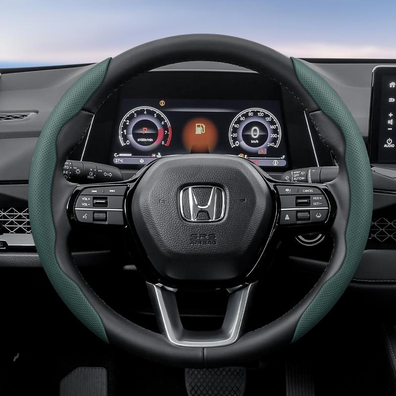 Suitable for Honda's Breathable Holes Leather Steering Wheel Cover Segmented Quick Release Design Non-Slip and Durable Civic Fit 8Th Gen 8 City ajv256