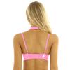 Women Patent Leather Wireless Bra Adjustable Push Up Bra Tops Female Backless Bralette Lingerie
