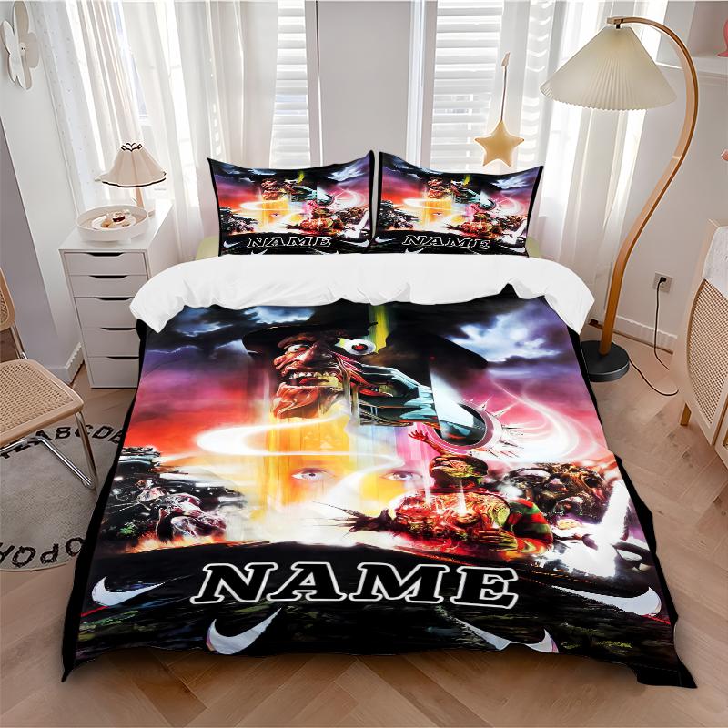 Custom Textile Nightmare Horror Bedding 3 Piece Set HD Print Duvet Cover Pillowcases for Teens Adult Bedroom Decoration