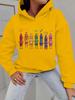 2025 Crayon Print Hooded Sweatshirt: New Style, Loose Fit, Ribbed, Casual Fashion for Europe & America.