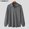 Autumn Spring Men's Casual Loose Collared Zip Up Sweater Polo Tops