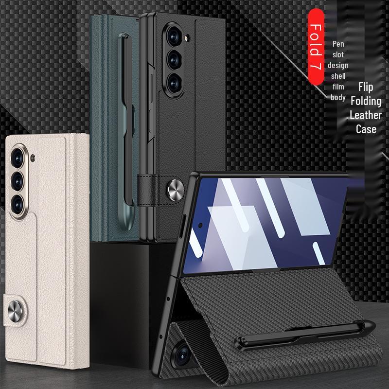 Кожаный чехол-книжка Samsung Z Fold7 для бизнеса: Полное покрытие, Креативный дизайн