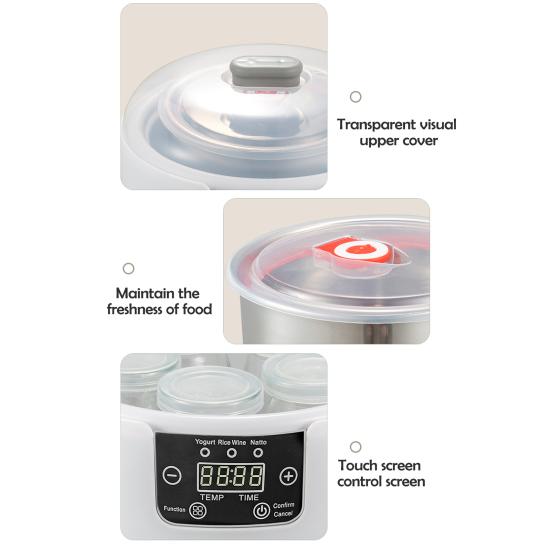Электрическая йогуртница с регулируемой температурой и контролем времени 1.2L Многофункциональная йогуртница Автоматическая йогуртница
