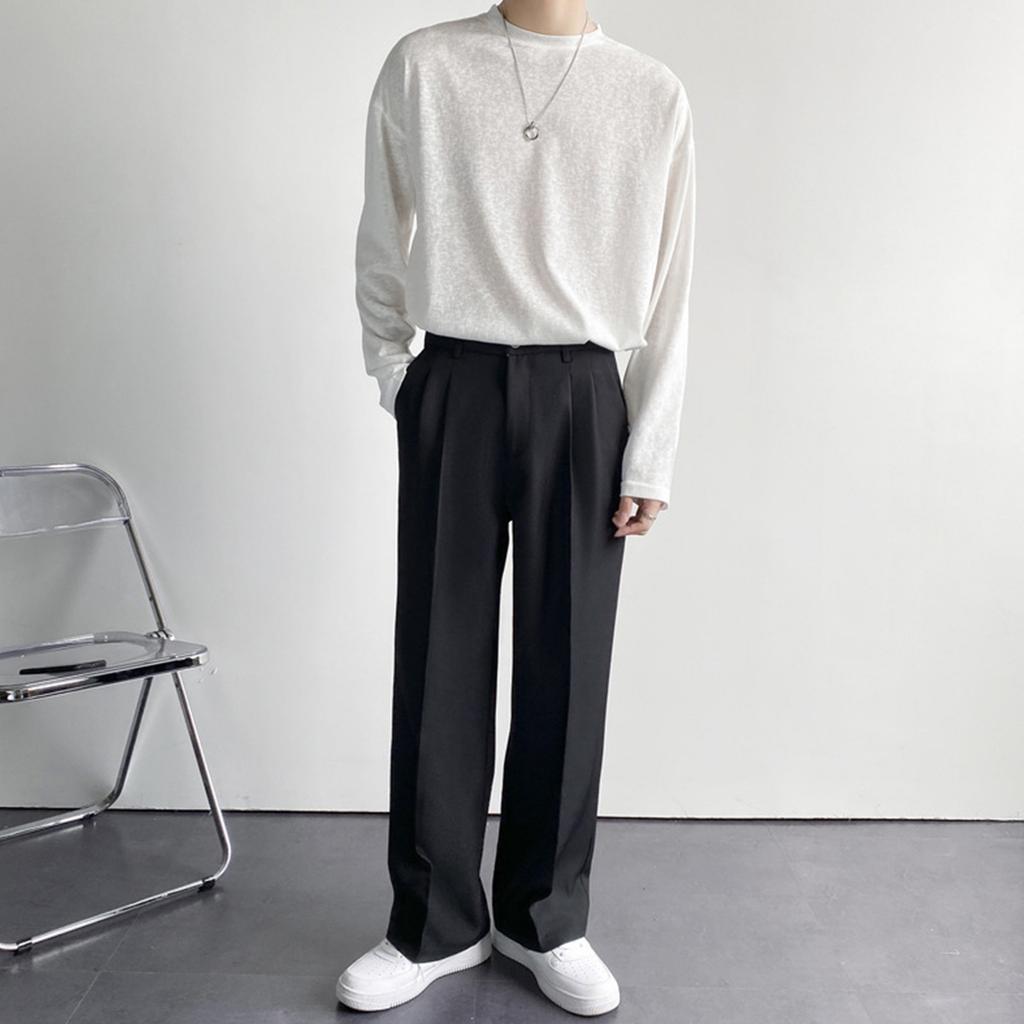 Мужские повседневные деловые свободные однотонные драпированные прямые деловые брюки Мужские повседневные брюки