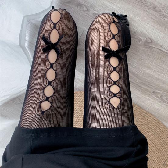 Женские колготки в стиле Лолиты, декорированные бантом, облегающие Нескользящие женские колготки в стиле Лолиты, одежда для сценического шоу