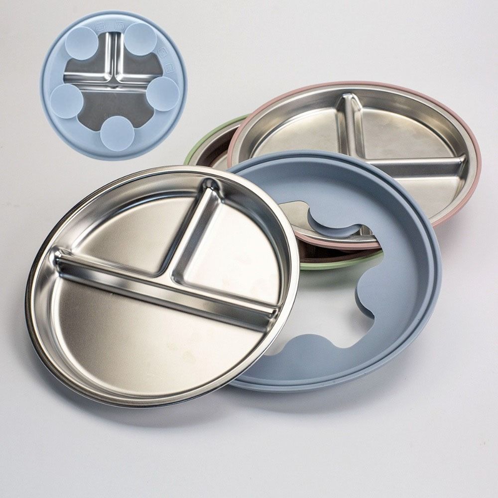 304 Stainless Steel 3 Grids Children Dishes Kids Feeding Bowls Toddle Training Tableware