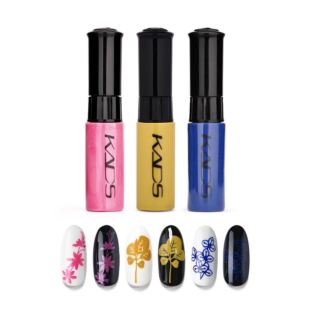 kads 3 шт./компл. лак для стемпинга ногтей, цветной белый, золотой, черный, серебряный лак для печати, лак для дизайна ногтей, ручка для маникюра, лак