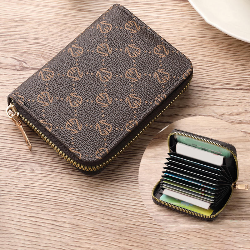 Портативная сумка-карман для карт на молнии с ретро-принтом, женский короткий кошелек, многофункциональный, высококачественный, портативный, женский, с удостоверением личности, кредитной картой, нулевой кошелек