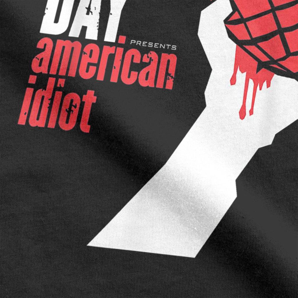 Мужские футболки Green Days American Idiot Vintage Pure Cotton Tee Shirt Short Sleeve Harajuku Hip Hop Fans T Shirts Round Gate