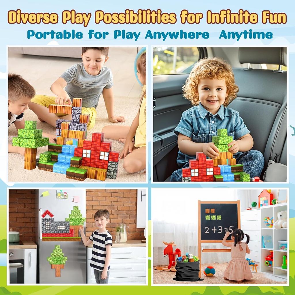 Magnetic Blocks, 100 PCS Magnetic Magic Forest Set for Boys & Girls Toys, STEM Sensory Toys for Kids Ages 3-5, 4-8, 8-12 Christmas Birthday Gifts