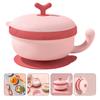 1pc Heat Preservation Pink Stainless Steel Bowl With Suction Cup