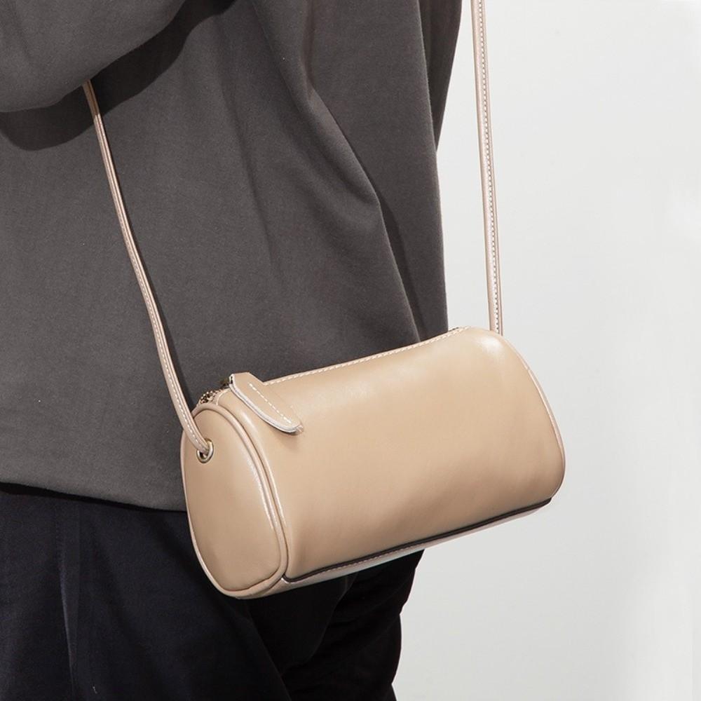 Vintage PU Leather Handbag Leather Shoulder Bag Fashion Small Cylinder Crossbody Bag Casual Wear