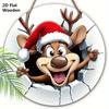 Мультяшный лось Рождественская деревянная табличка - Navidad Круглое произведение искусства для входной двери, настенный декор - Идеальное рождественское украшение