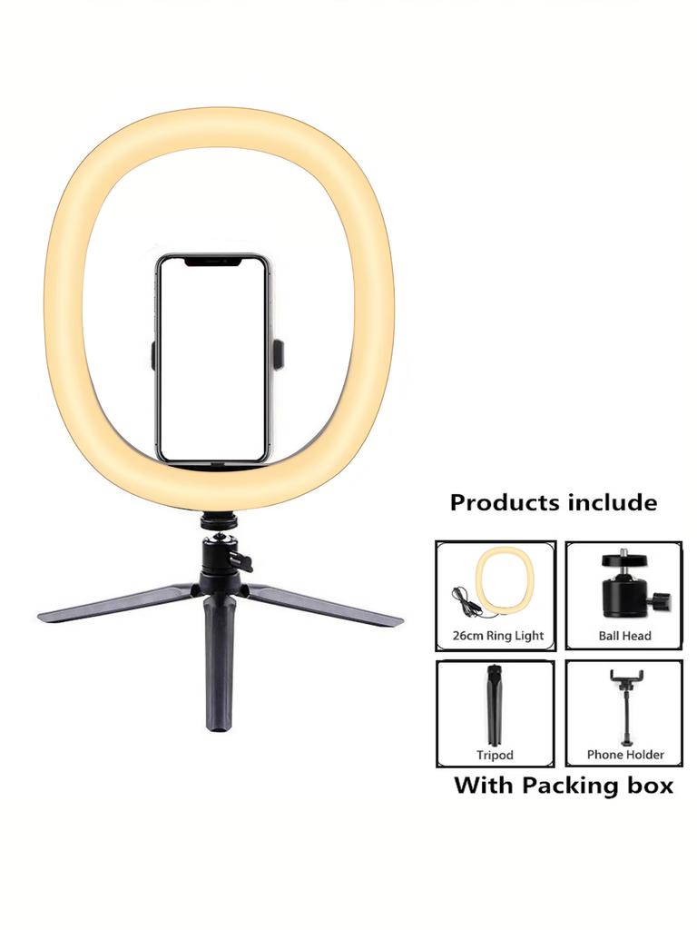 26см Светодиодная кольцевая лампа для селфи 26 см свет для съемки Регулируемый комплект освещения для фотографии USB-зарядка Лампа со штативом для живого видео